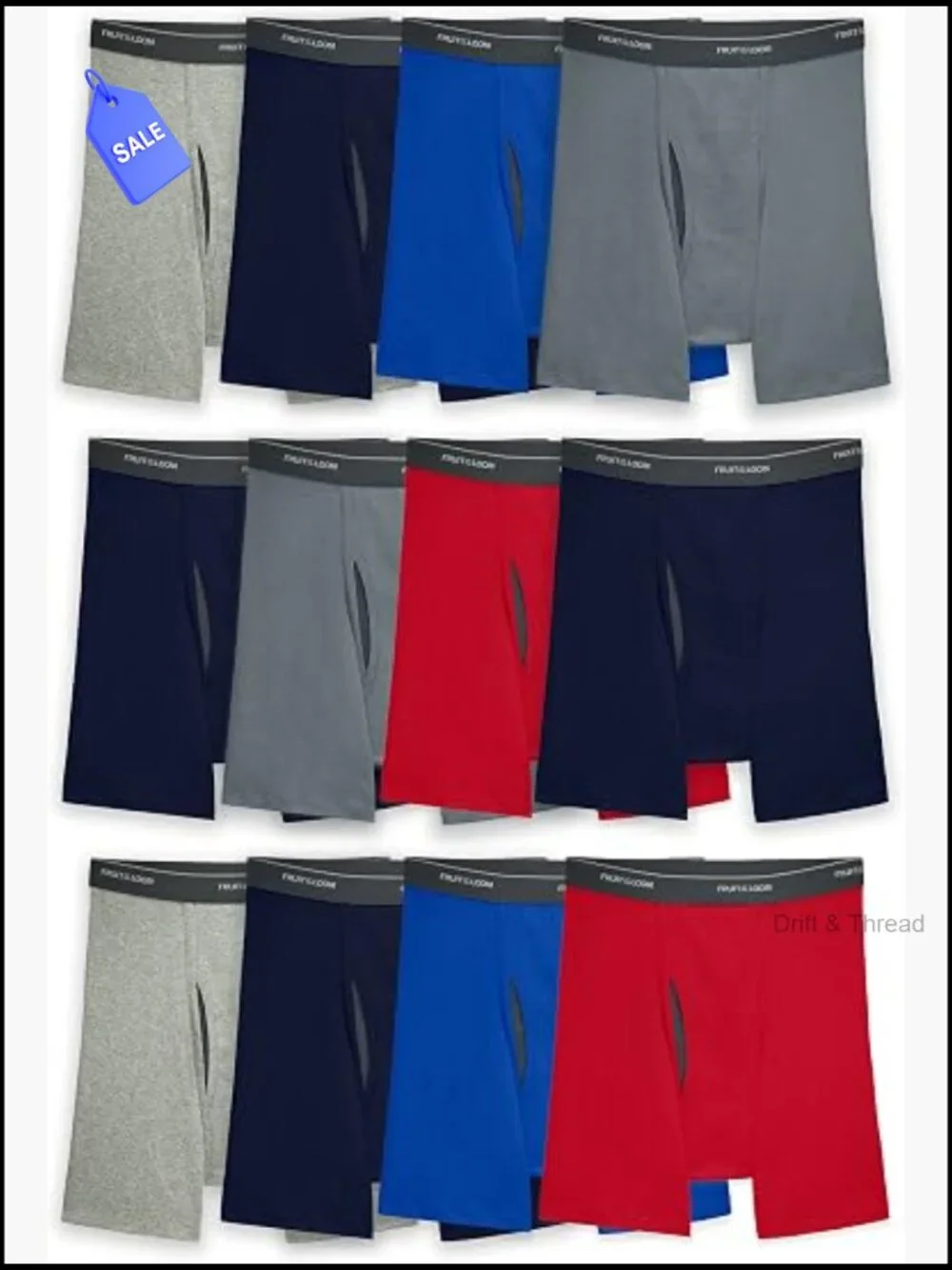 Men's CoolZone Boxer Briefs 12-Pack Moisture Wicking Breathable Cotton Blend